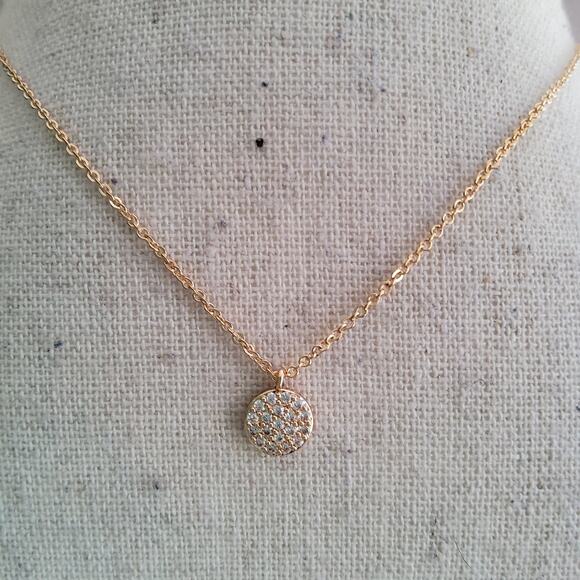 Dainty Round Cubic Zirconia Gold Tone Necklace - Picture 1 of 7